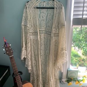 Free People Lace Shawl with Bell Sleeves